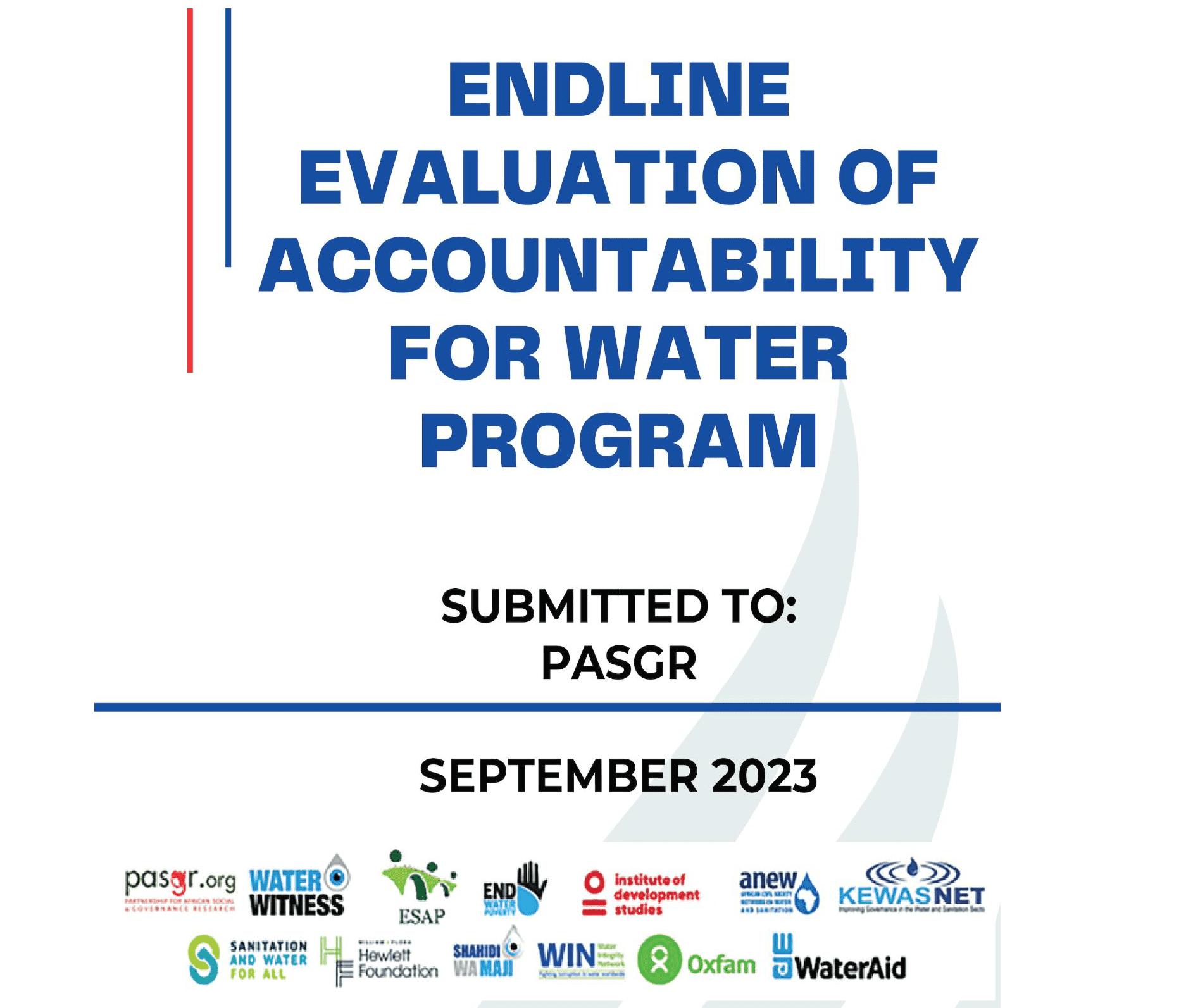 Endline Evaluation of the 'Accountability for Water (AfW)' Programme in Kenya, Tanzania and Ethiopia