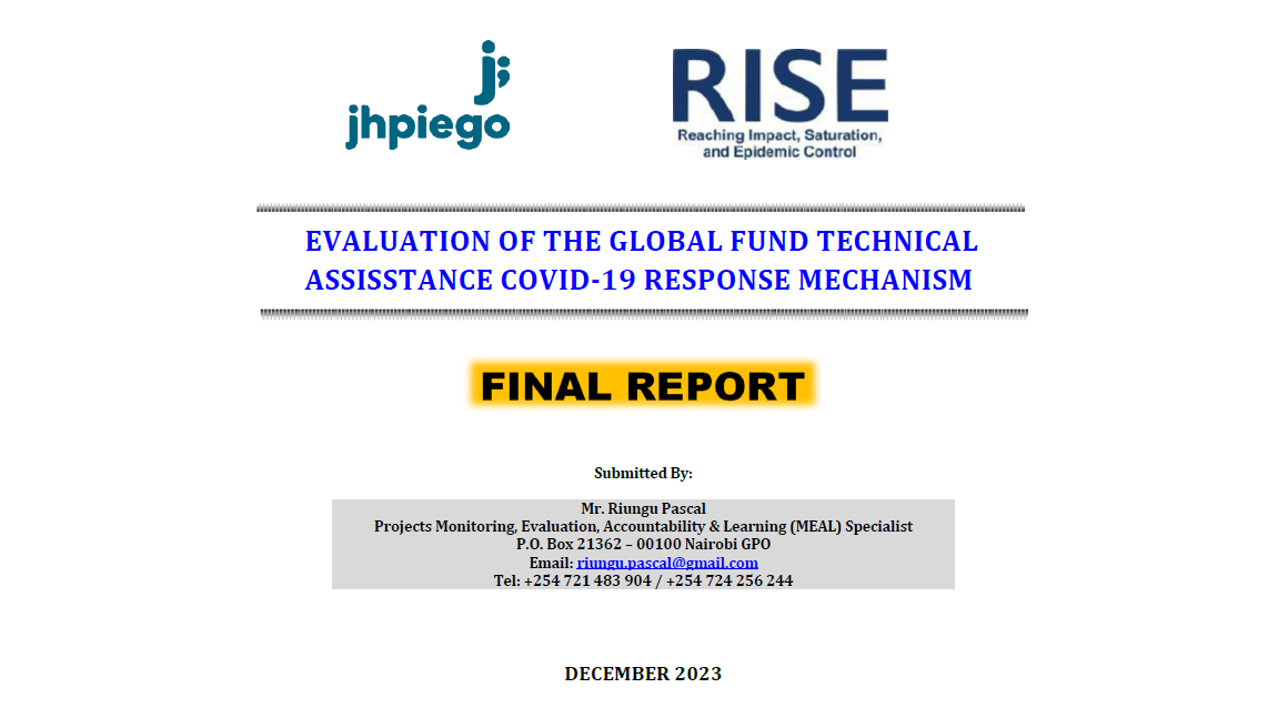 Evaluation of the Global Fund Technical Assistance COVID-19 Response Mechanism – Final Evaluation Report